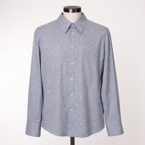 Gianni Versace Vintage Monogram Logo Button Down Shirt Light Blue Made in Italy